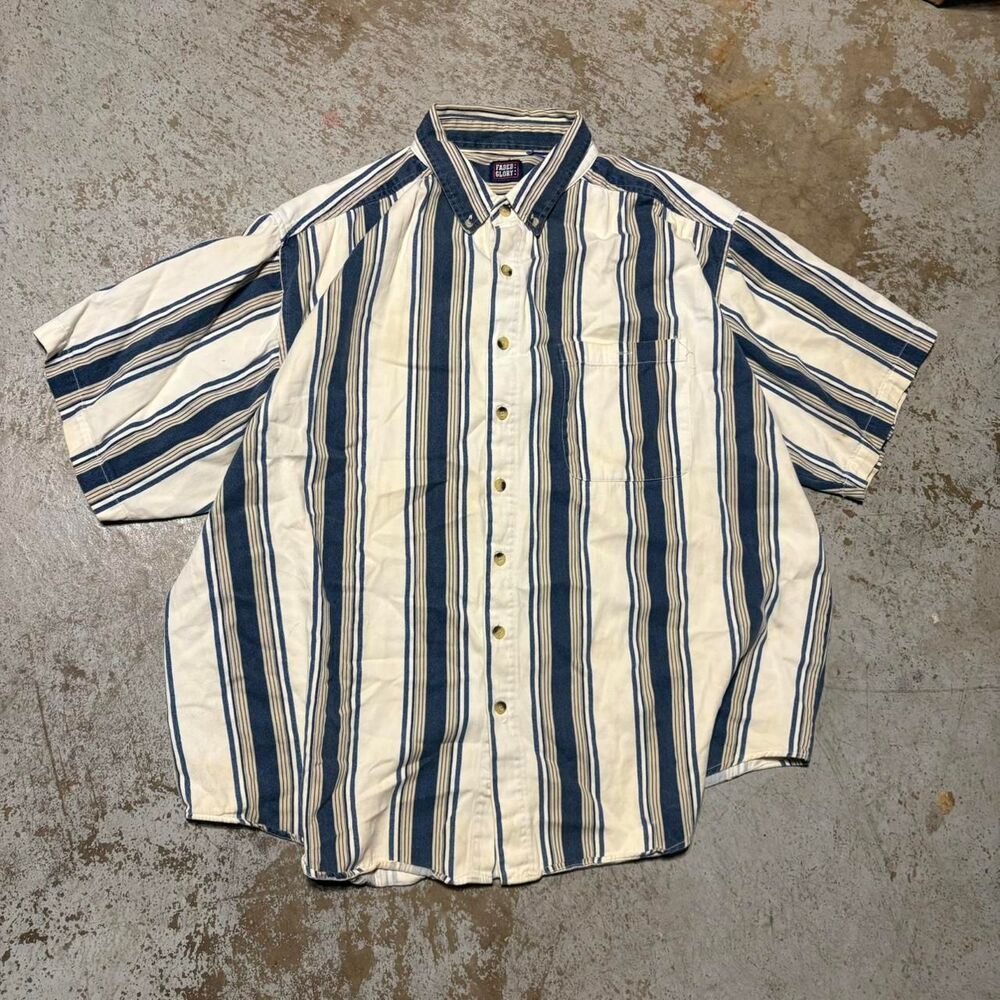 Faded-glory Men's White and Blue Shirt